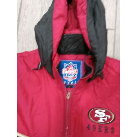 Game Day NFL Fans Gear San Francisco 49ers Hooded Jacket 1990's Large 49ers Embr - Picture 2 of 8